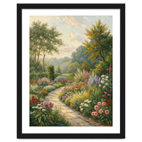 Enchanted English Cottage Garden Oil Painting