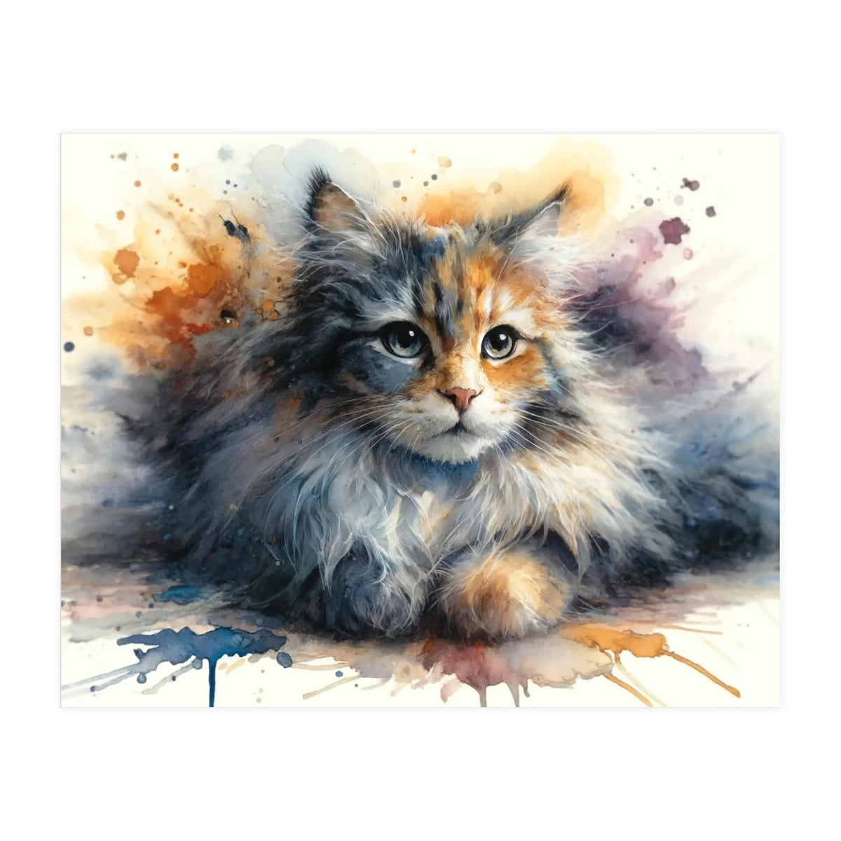 Whimsical Kitten Splash (Print Only)