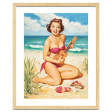 Pinup Girl Playing Ukulele On The Beach thumbnail