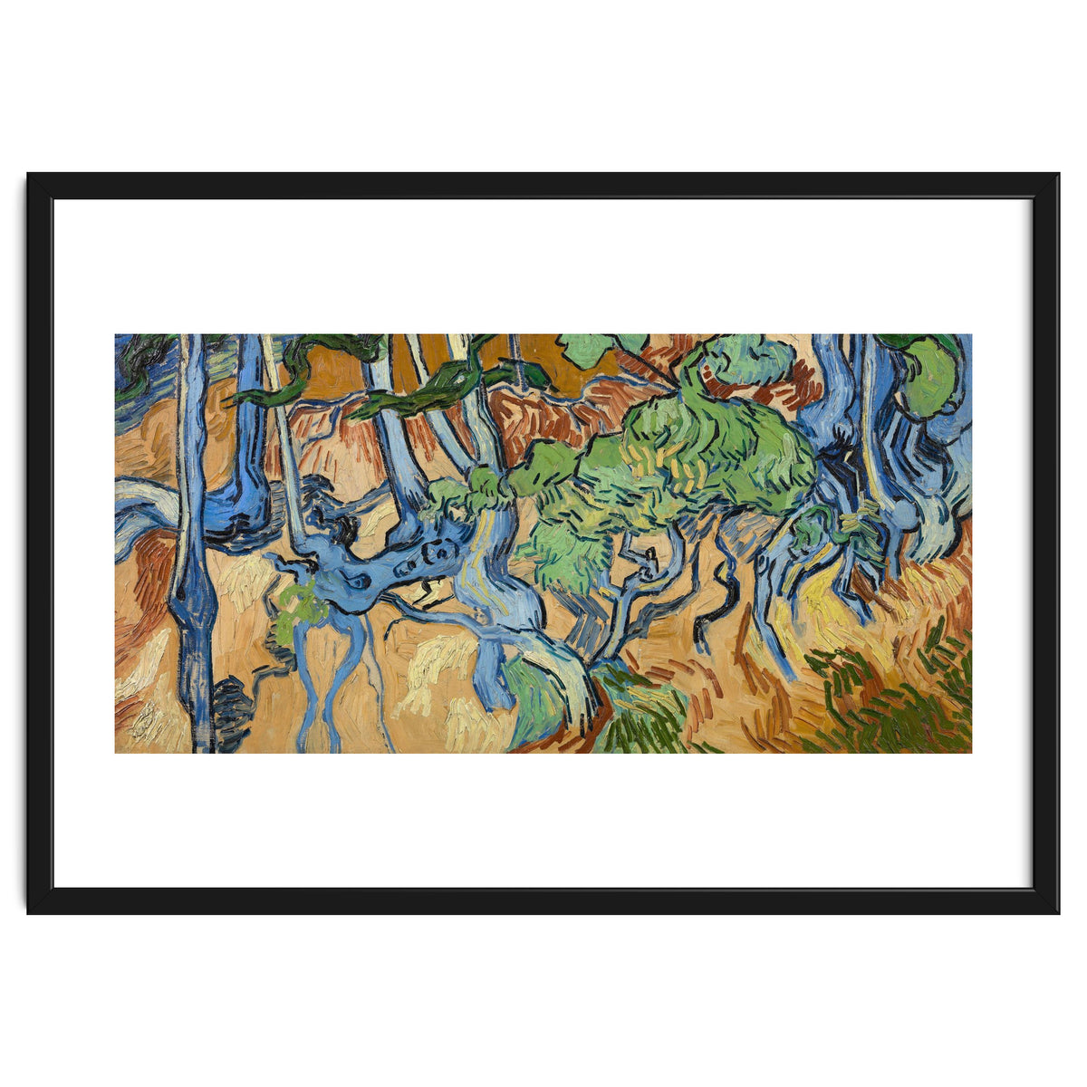 Tree Roots. Date: July 1890, Auvers-sur-Oise. Dimensions: 50.3 cm x 100.1 cm, 69.8 cm x 119.7 cm.