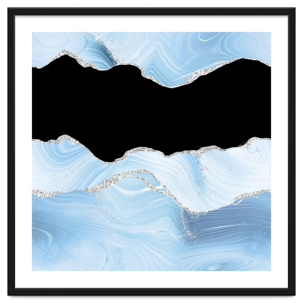 Blue & Silver Agate Glitter Texture 03