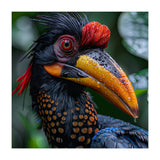 Close Up Of Helmeted Hornbill Bird In Rain (Print Only) thumbnail