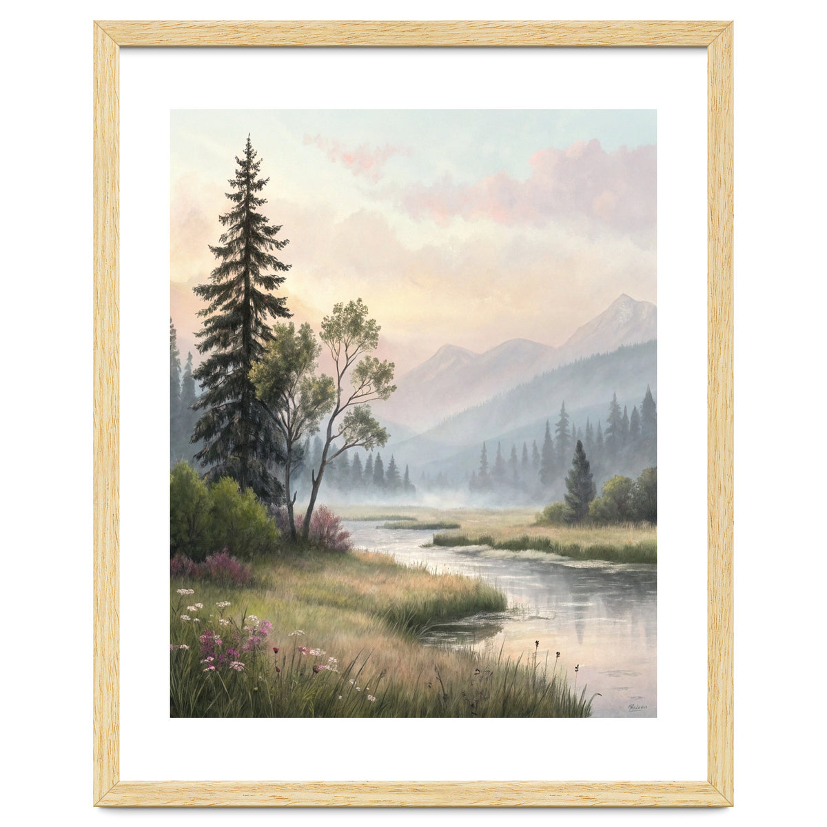 Dreamy Alpine Valley Landscape Painting