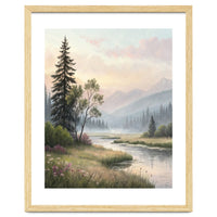 Dreamy Alpine Valley Landscape Painting