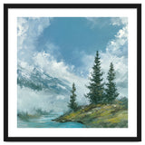 Ethereal Alpine River Valley with Snow-Capped Mountains thumbnail