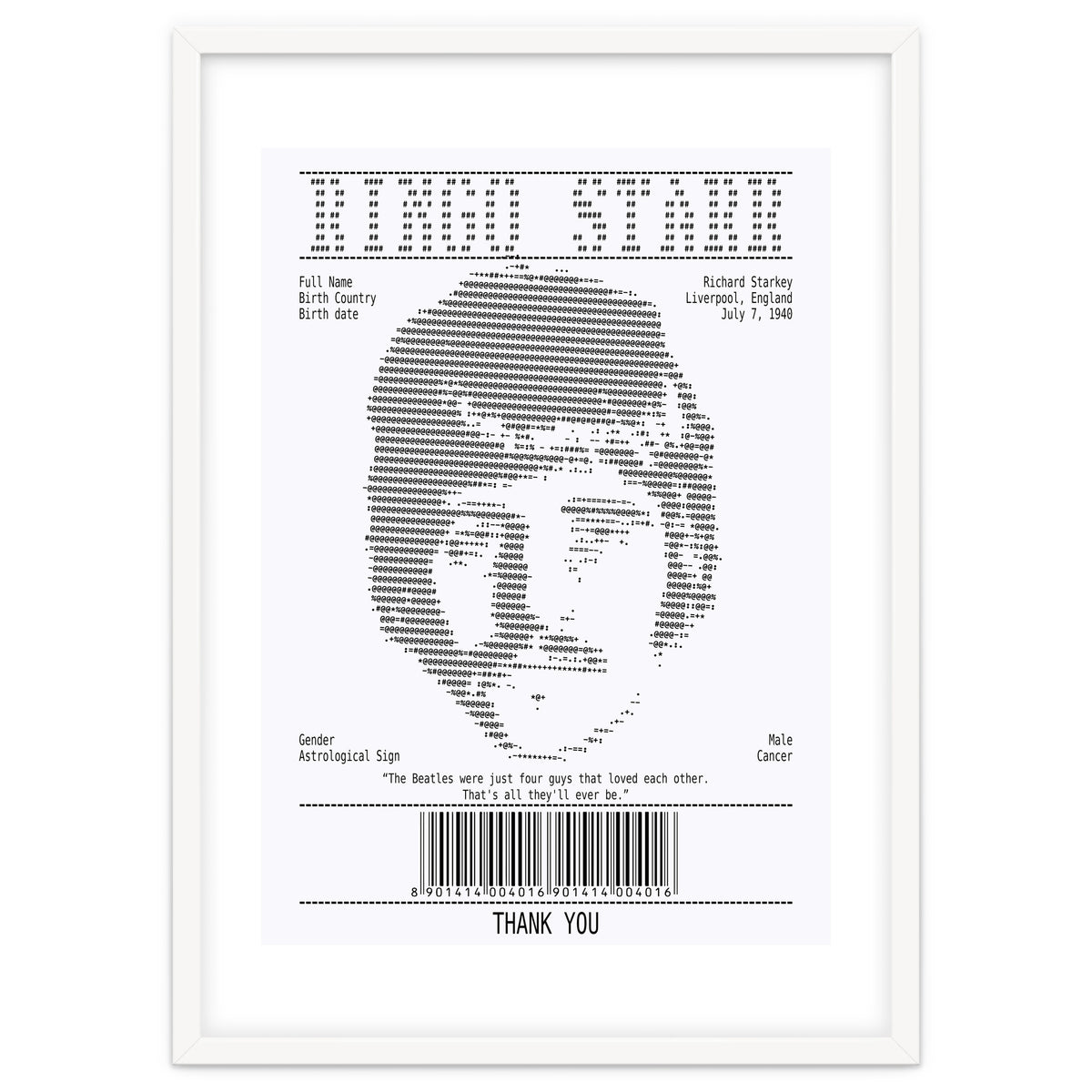 Receipt Art Ringo Starr Quotes
