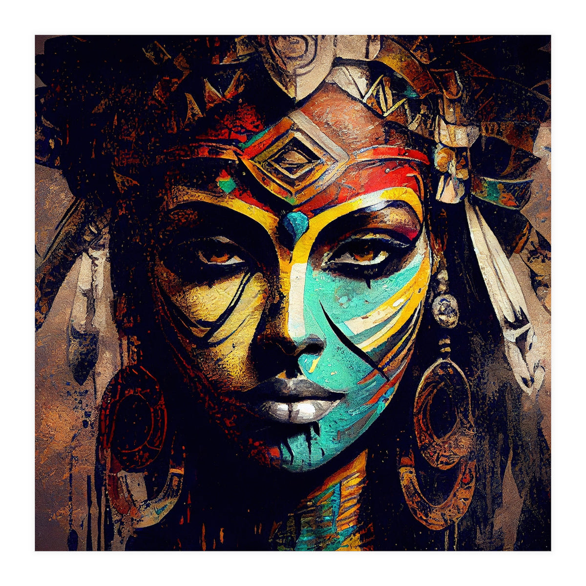 Midnight Warrior Woman Portrait (Print Only)
