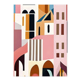 Moroccan City, Pastel Architecture Cityscape Buildings, Travel Eclectic Modern Bohemian Houses (Print Only) thumbnail