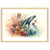 Whale And Jellyfish Watercolor
