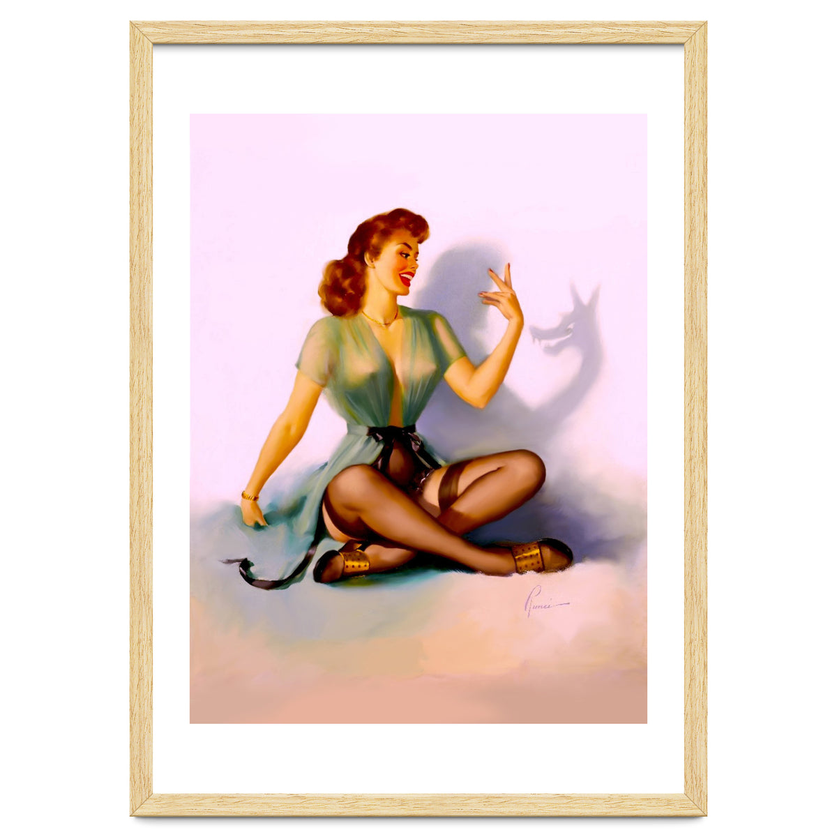 Sexy Pinup Making A Big Bad Wolf Shadow On The Wall