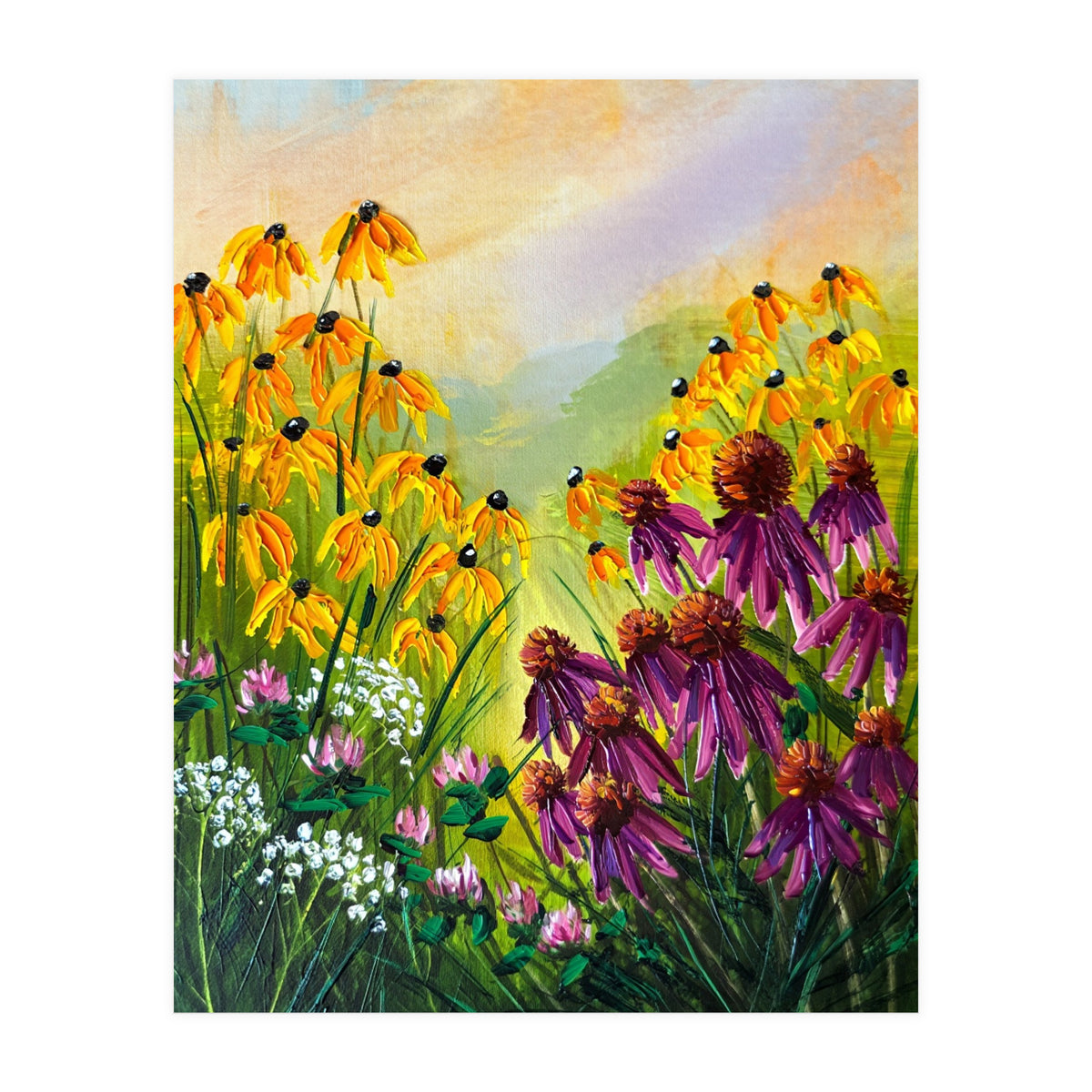 Impasto Wildflower Meadow Painting  (Print Only)