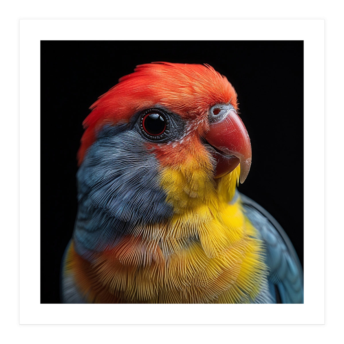 Close Up Colorful Parrot Portrait Vivid Plumage (Print Only)