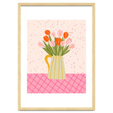 Tulips in a vase - pink and orange thumbnail