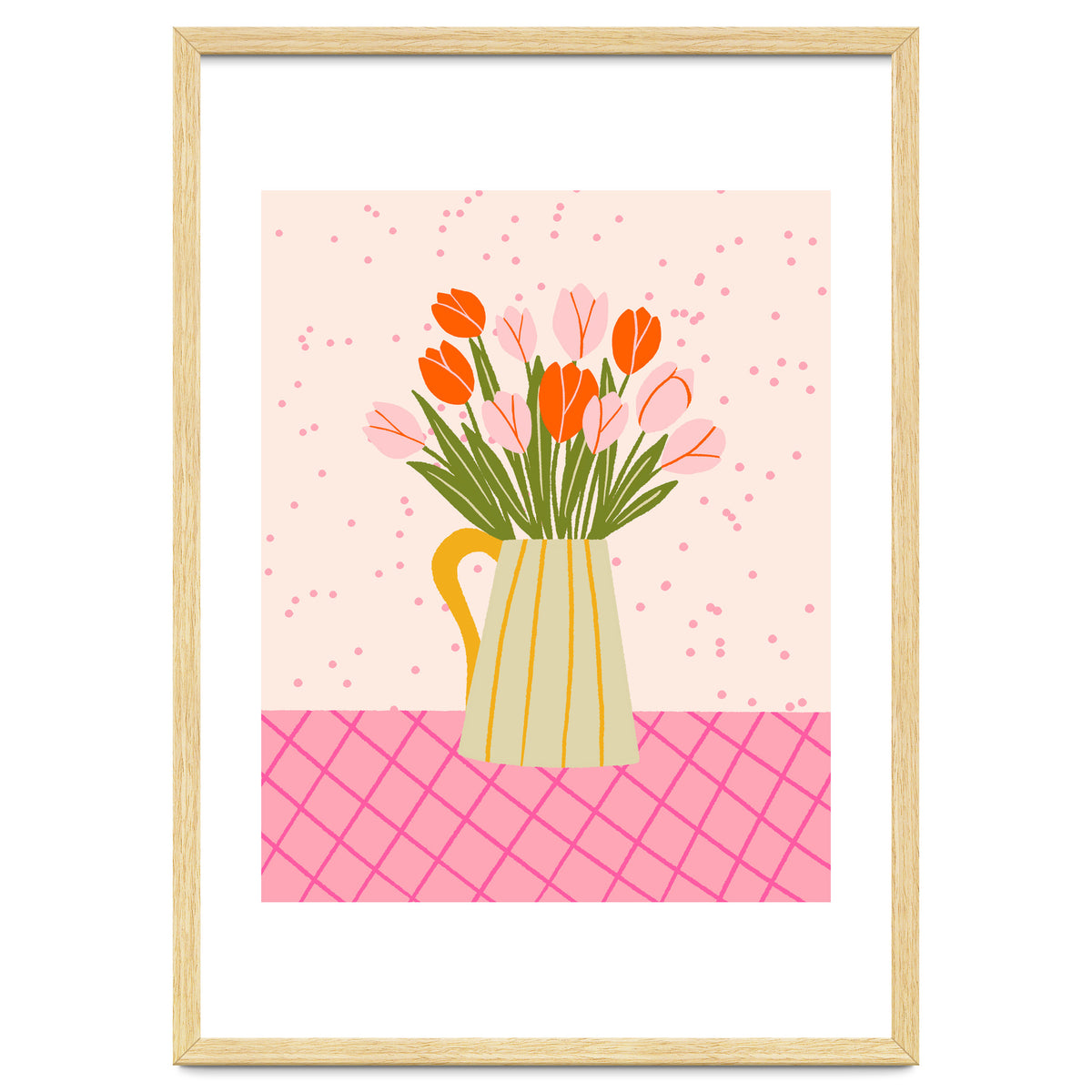 Tulips in a vase - pink and orange