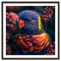 Vibrant Rainbow Lorikeet Parrot Close Up Portrait