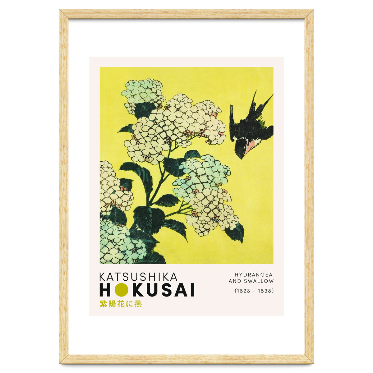 Katsushika Hokusai - Hydrangea and swallow
