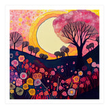 Folk Sunset Over Floral Hills (Print Only) thumbnail