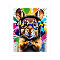 Chipmunk In Headphones, Graffiti (Print Only)