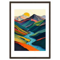 Minimalist Mountain River Landscape