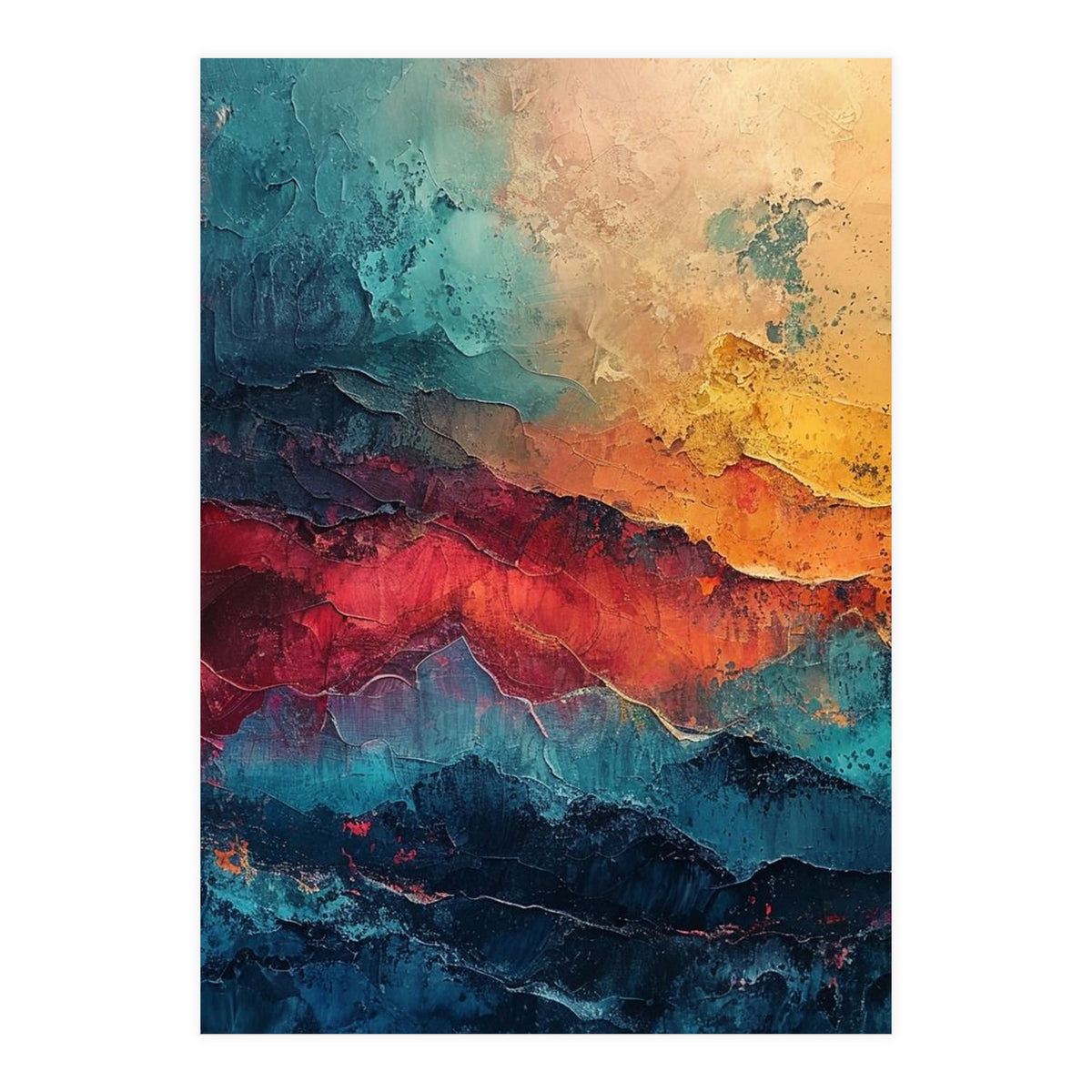 Abstract Textured Mountain Landscape (Print Only)