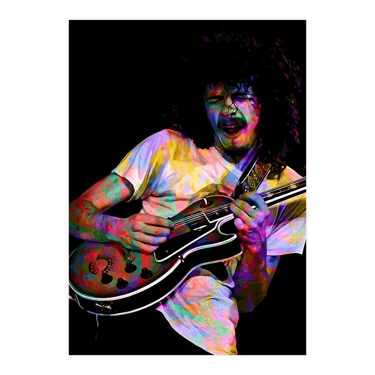 Carlos Santana . American Rock Guitarist Legend Colorful (Print Only)