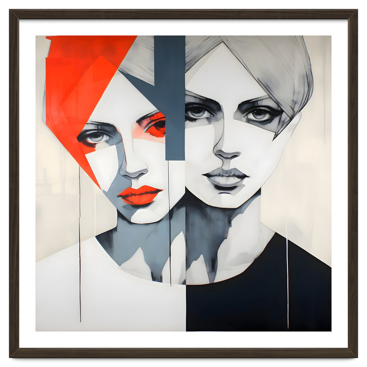 CHIC, Fashion in it's simplist form, two chic women head and shoulders portrait.