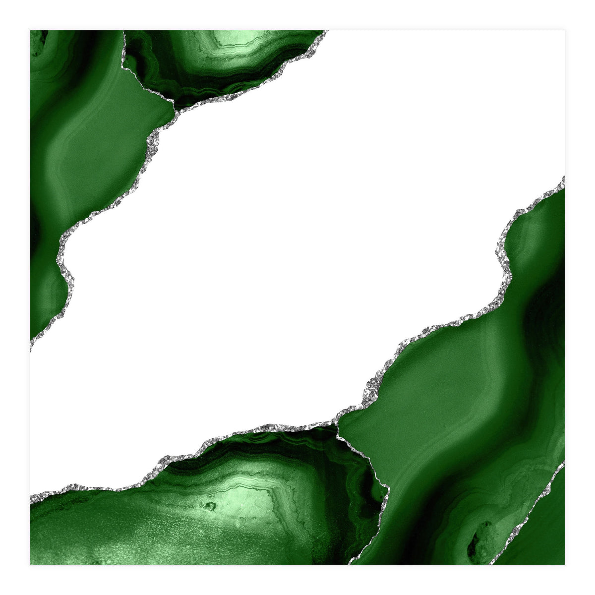 Green & Silver Agate Texture 16  (Print Only)
