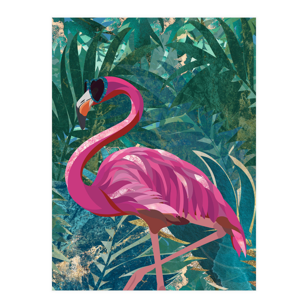 Flamingo in the jungle (Print Only)