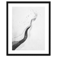 Abstract Black And White Ink Flowing Lines With Splatter