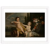 German Master (18th Century) – Two Putti with Garlands of Flowers thumbnail