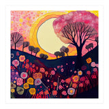 Folk Sunset Over Floral Hills (Print Only) thumbnail