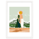 Celestial Union, Sun & Moon Love Couple, Ocean Sea Beach Landscape Nature, Summer Bohemian People thumbnail