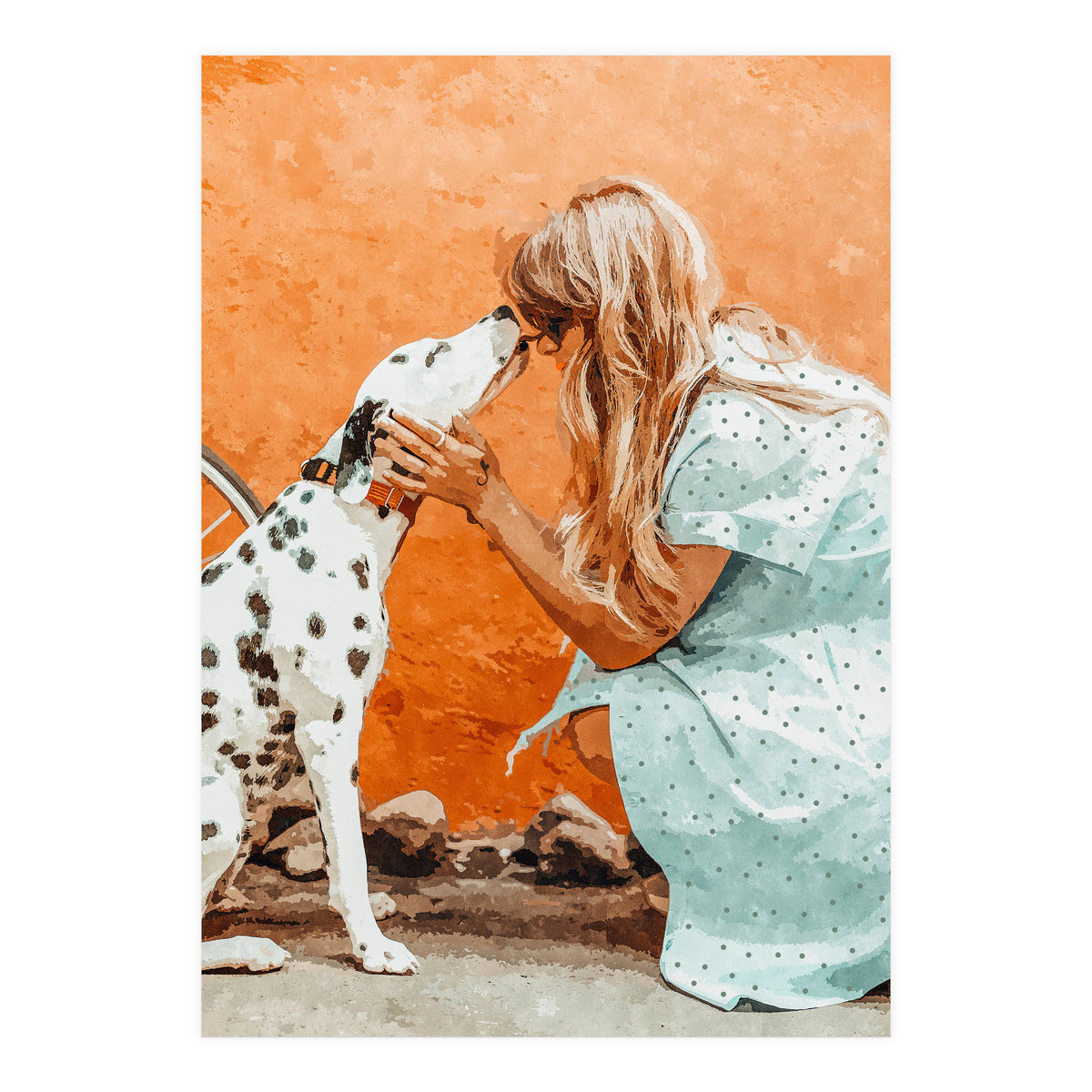 Pet Bound | Dalmatian Dog Lover Friendship Companion | Modern Bohemian Woman Puppy Animals Love (Print Only)