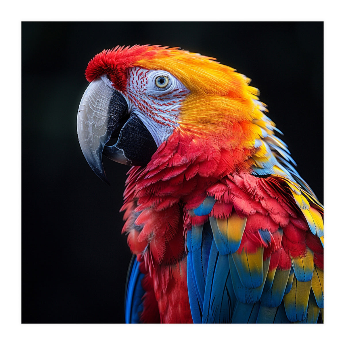 Scarlet Macaw Parrot Vibrant Plumage Close Up (Print Only)