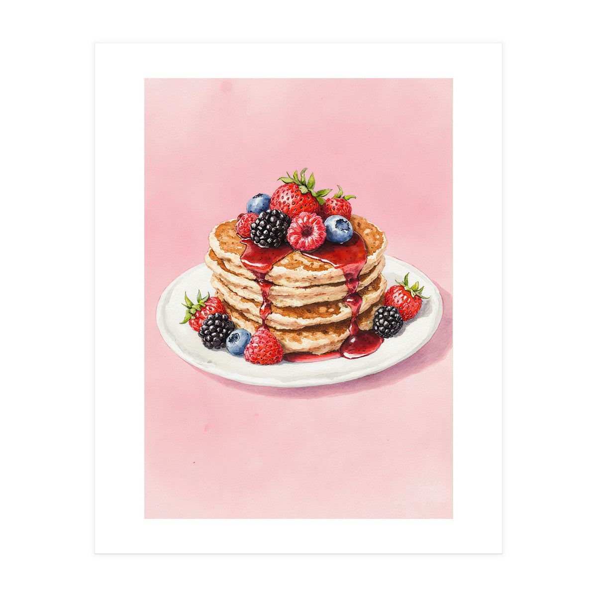 Berry Pancakes – Watercolor Breakfast Food (Print Only)