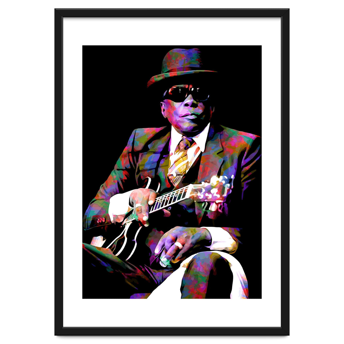 John Lee Hooker American Blues Musician Legend Colorful Art