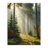 The Golden Path: Ethereal Sunbeams Piercing Through a Misty Evergreen Forest at Dawn (Print Only) thumbnail
