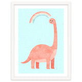 Rainbow Dinosaur Nursery Art, Cute diplodocus Watercolor, Pink Dino Illustration thumbnail
