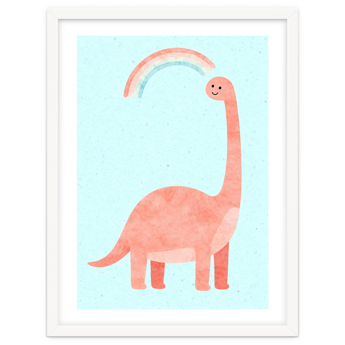 Rainbow Dinosaur Nursery Art, Cute diplodocus Watercolor, Pink Dino Illustration