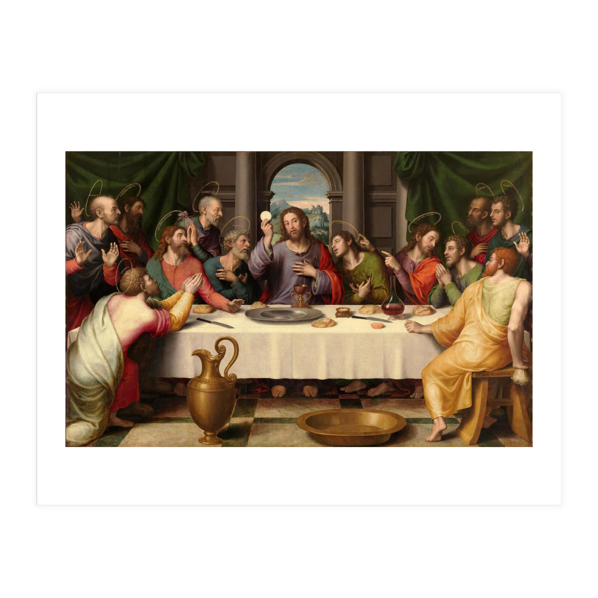 Juan de Juanes / 'The Last Supper', ca. 1562, Spanish School, Oil on panel, 116 cm x 191 cm, P00846. (Print Only)