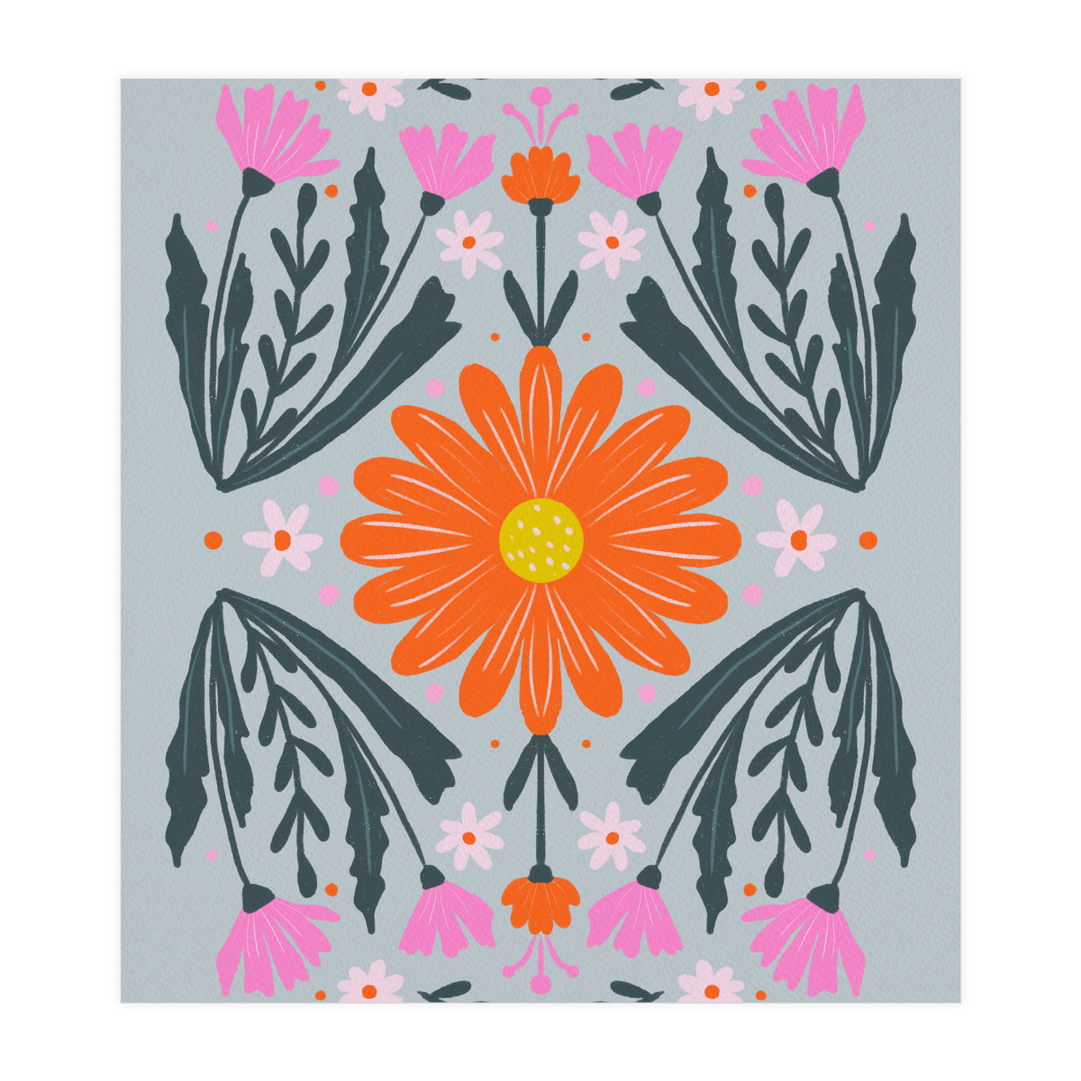 Orange Flower with pink buds (Print Only)