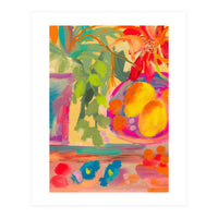 Colorful abstract summer lemons floral still life  (Print Only)