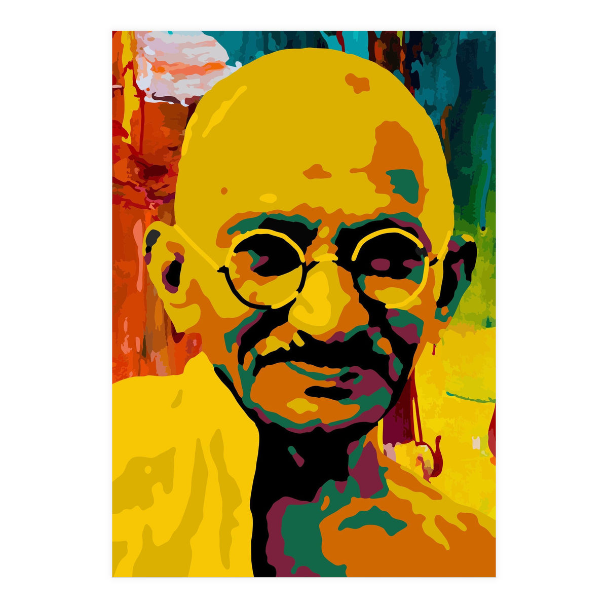 Mahatma Gandhi Colorful Abstract Art (Print Only)