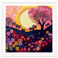 Folk Sunset Over Floral Hills