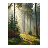 The Golden Path: Ethereal Sunbeams Piercing Through a Misty Evergreen Forest at Dawn (Print Only) thumbnail