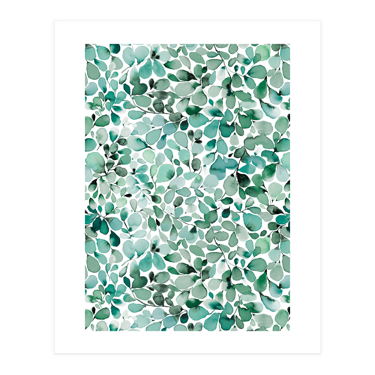 Leaffy Eucalyptus Botanical Leaves Green (Print Only)