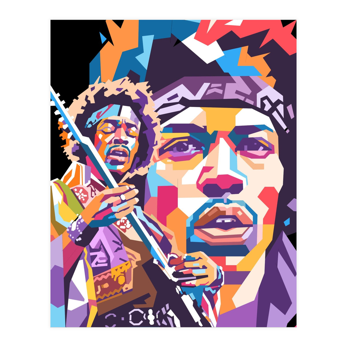 Jimi Hendrix wpap art (Print Only)