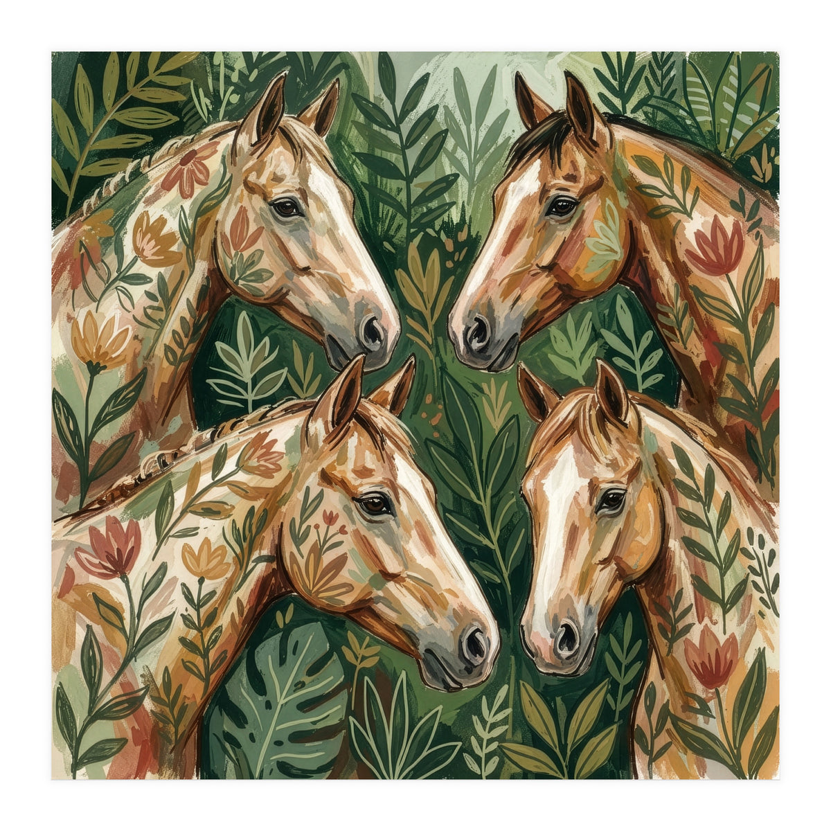 Majestic Floral Horses (Print Only)