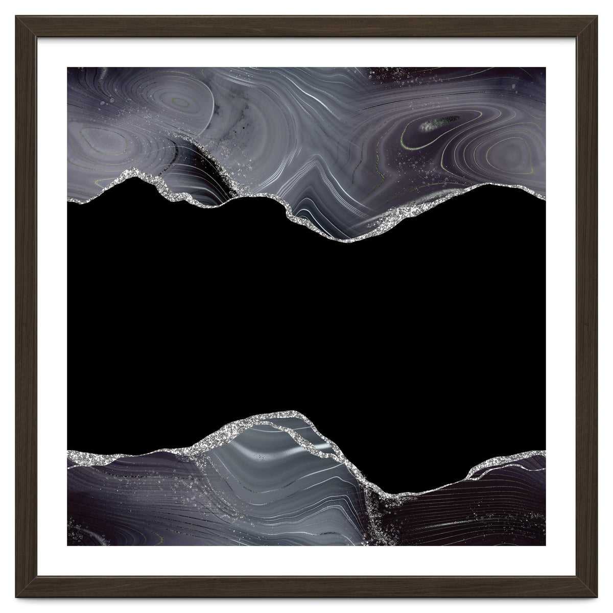 Black & Silver Glitter Agate Texture 04