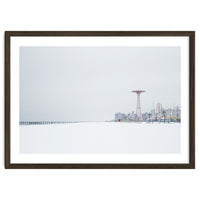 Amusement park in the winter seascape